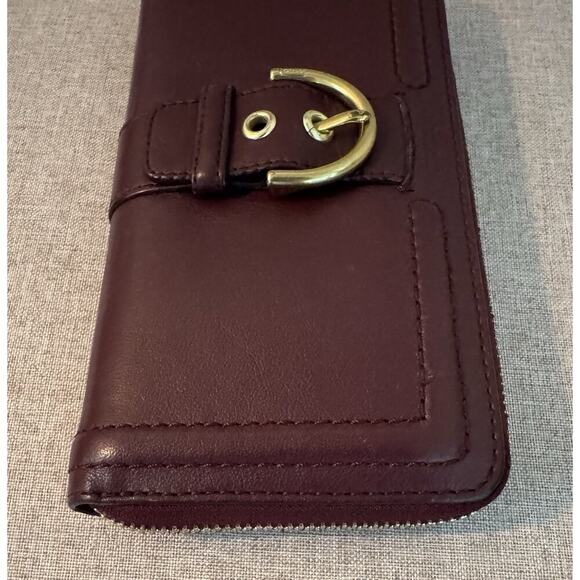 Coach Vintage Campbell Burgundy Leather Wallet Large Zip Gold - Picture 7 of 10